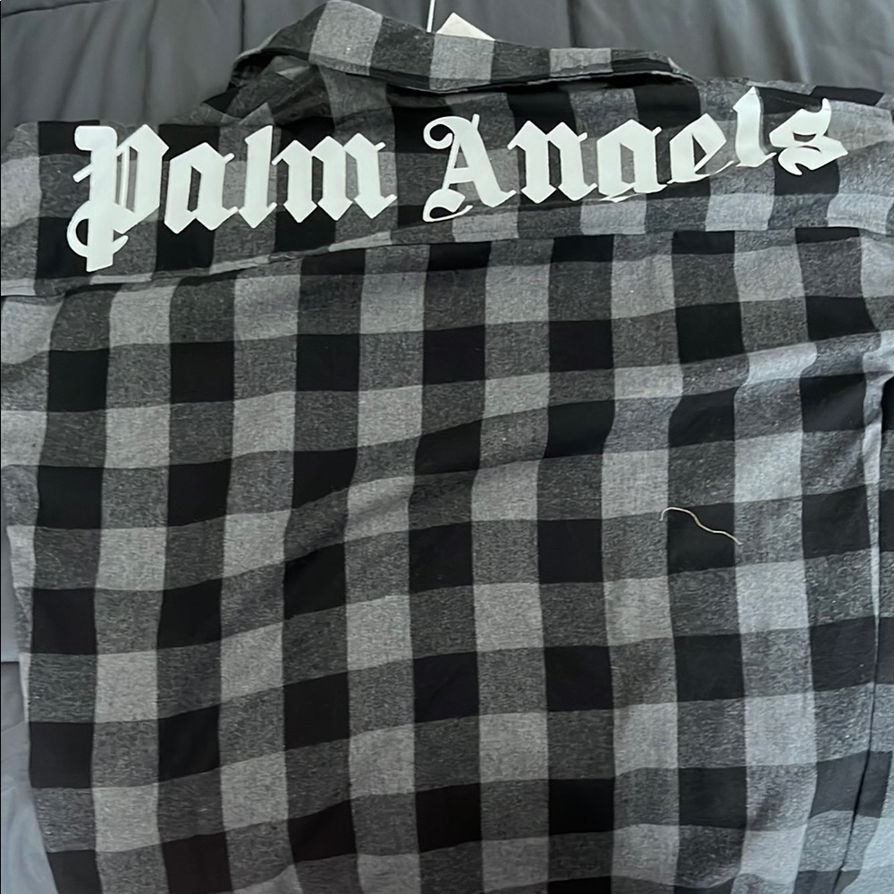 Palm Angels Black and Gray Checkered Flannel